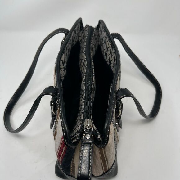 FOSSIL Bag Women's Leather Suede Textile Patchwork Logo Striped Shoulder Purse - Picture 13 of 14